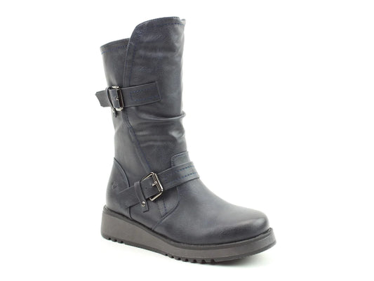Heavenly Feet HANNAH4 Womens Mid Calf Boots Navy