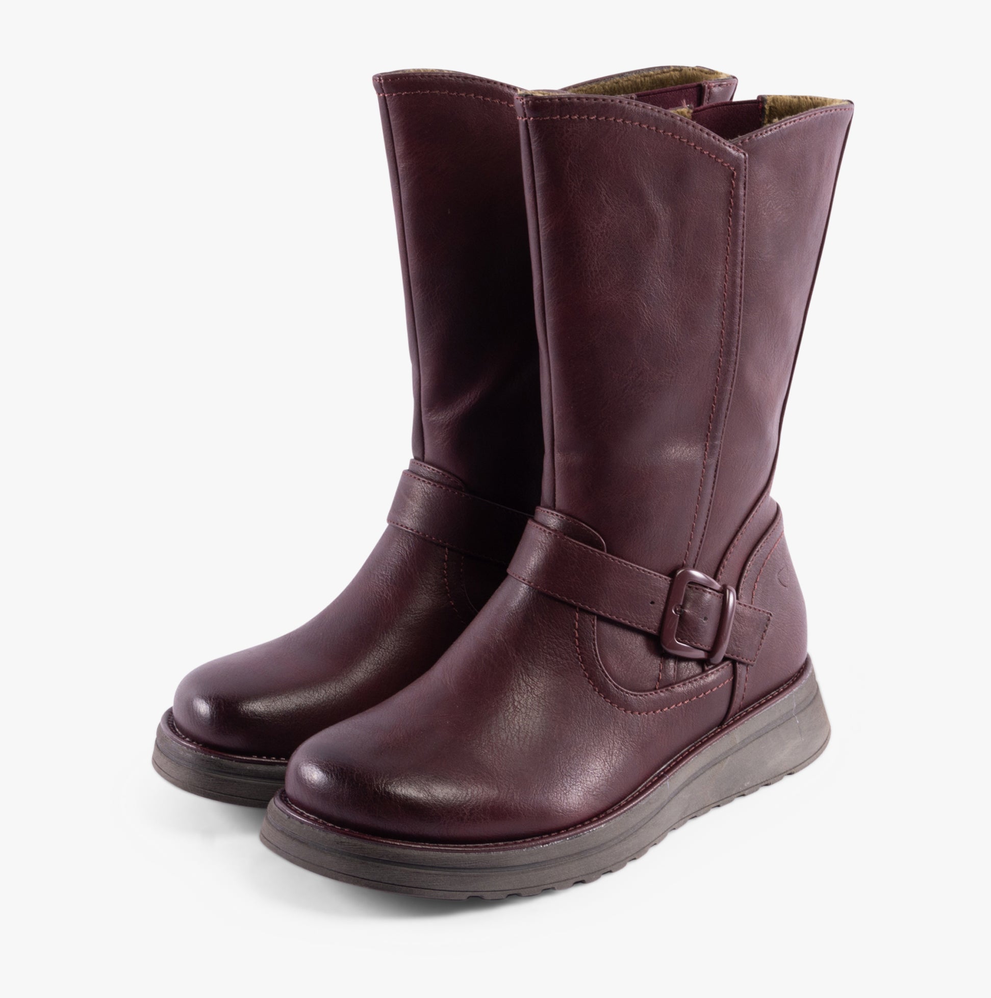 Heavenly Feet BELLA Womens Mid-Calf Boots Burgundy