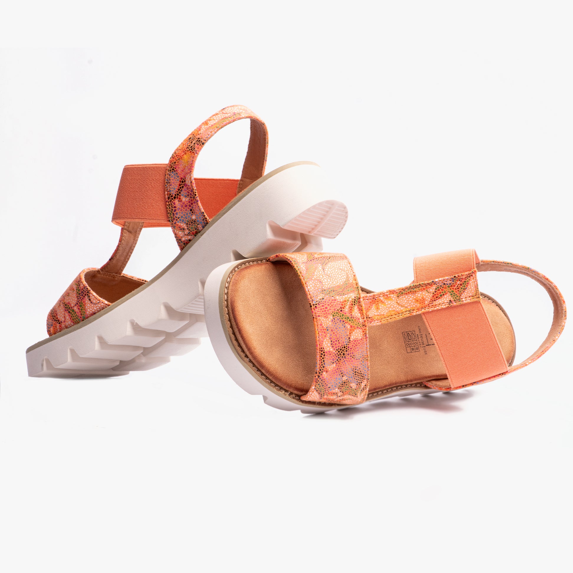Heavenly Feet RITZ Womens Sandals Floral Orange