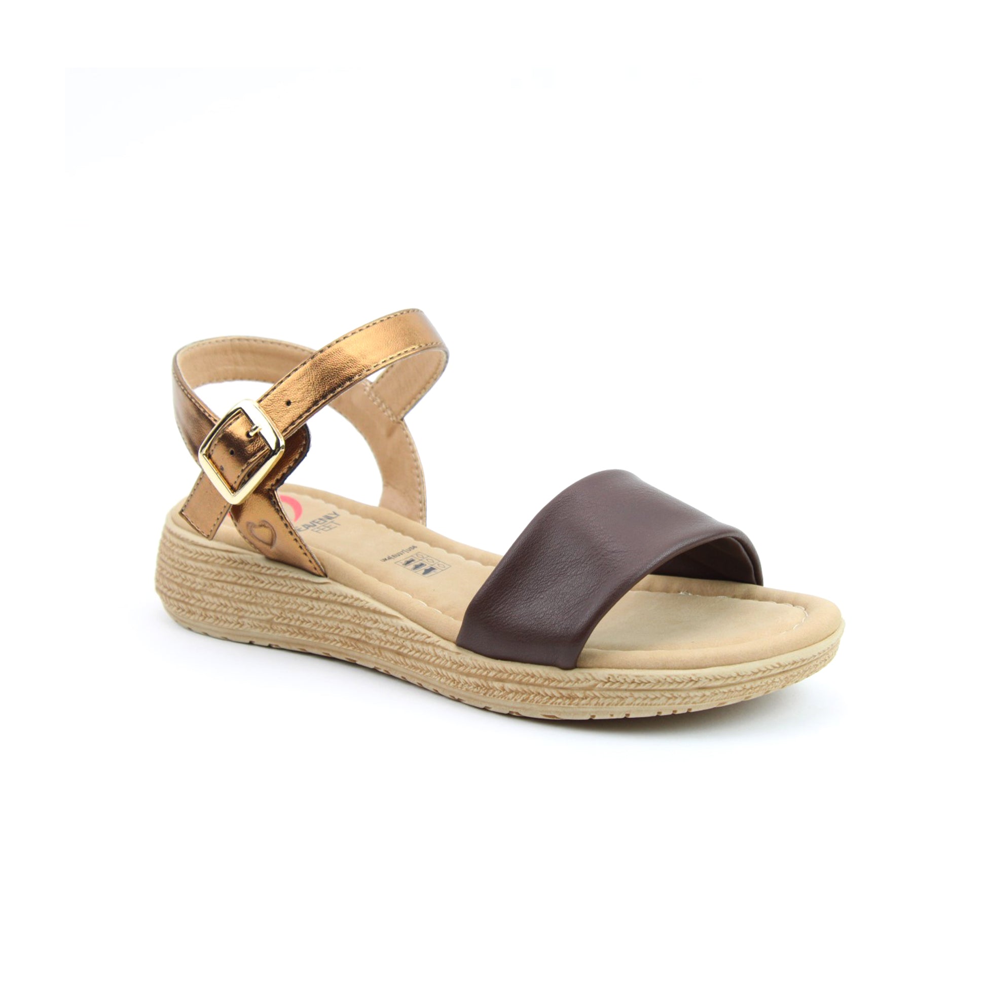Heavenly Feet SARA Womens Platform  Sandals Chocolate Bronze