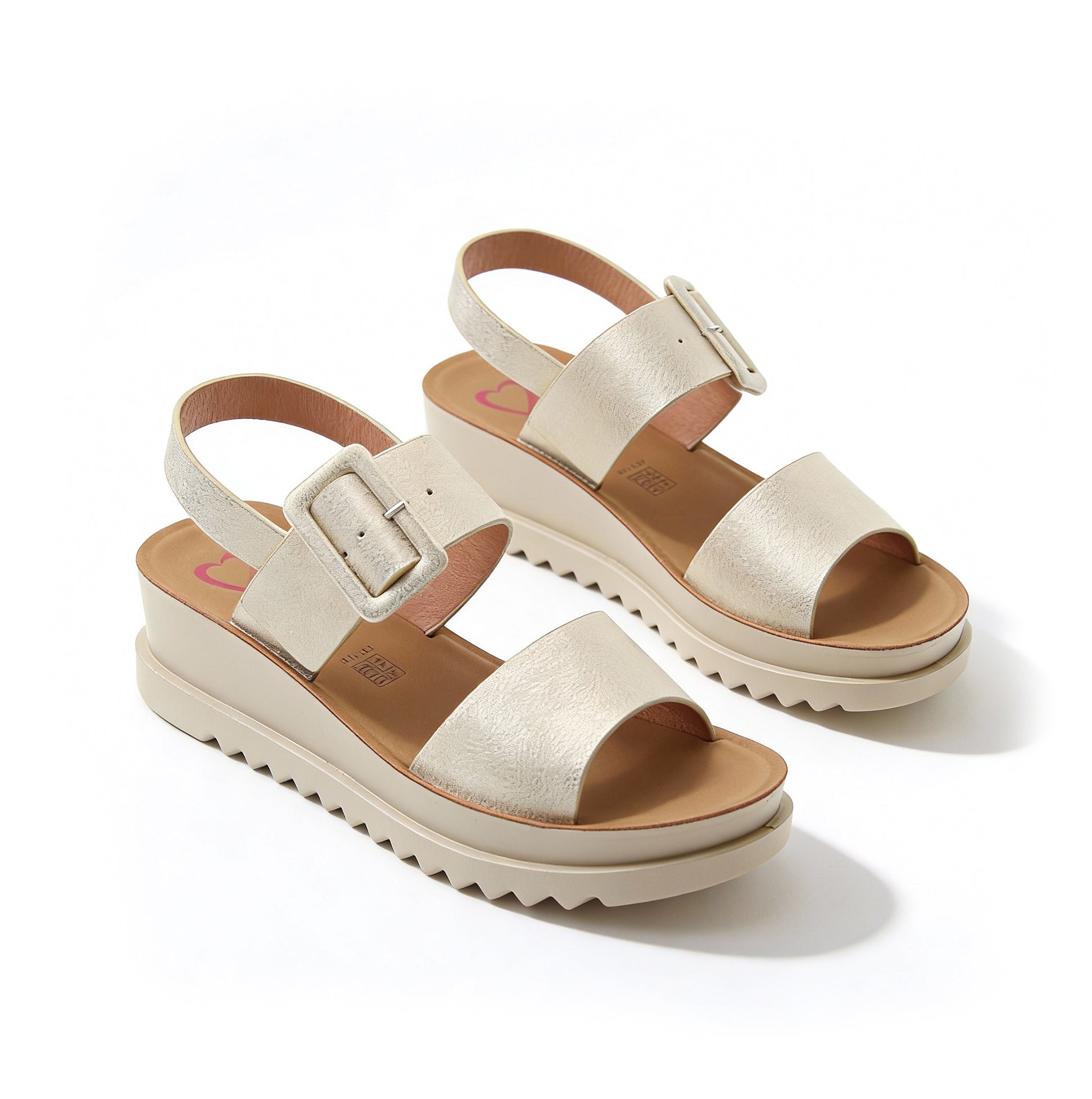 Heavenly Feet PISTACHIO Womens Ankle Strap Sandals Gold