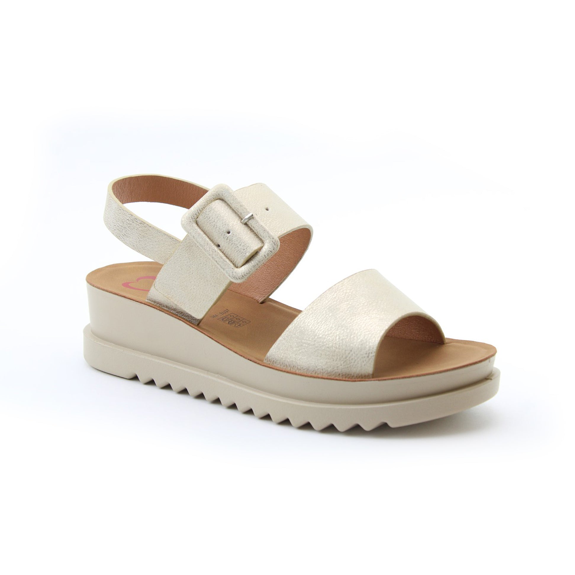 Heavenly Feet PISTACHIO Womens Ankle Strap Sandals Gold
