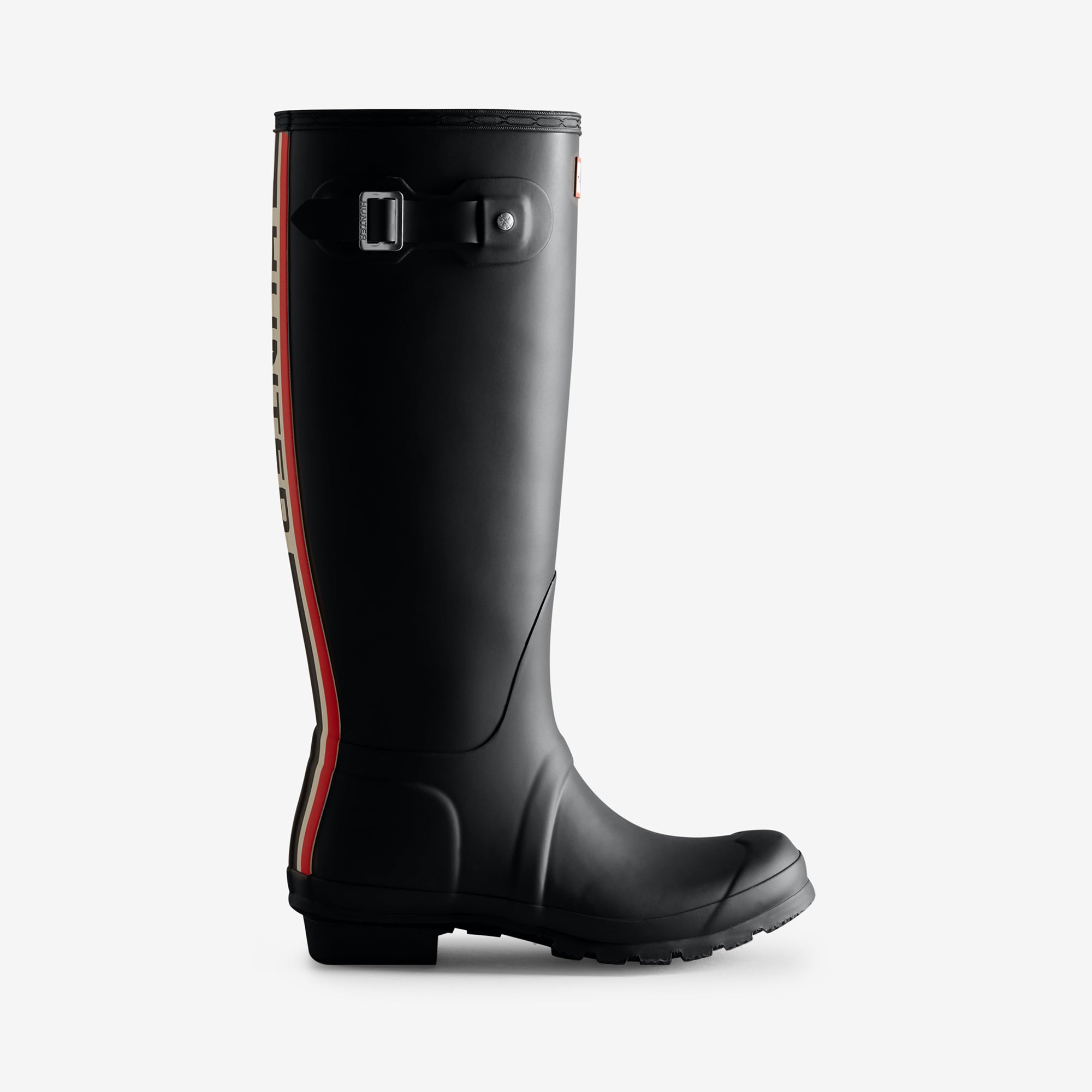 Hunter TRI-COLOUR TALL LOGO BACKSTRAP Womens Wellies Black