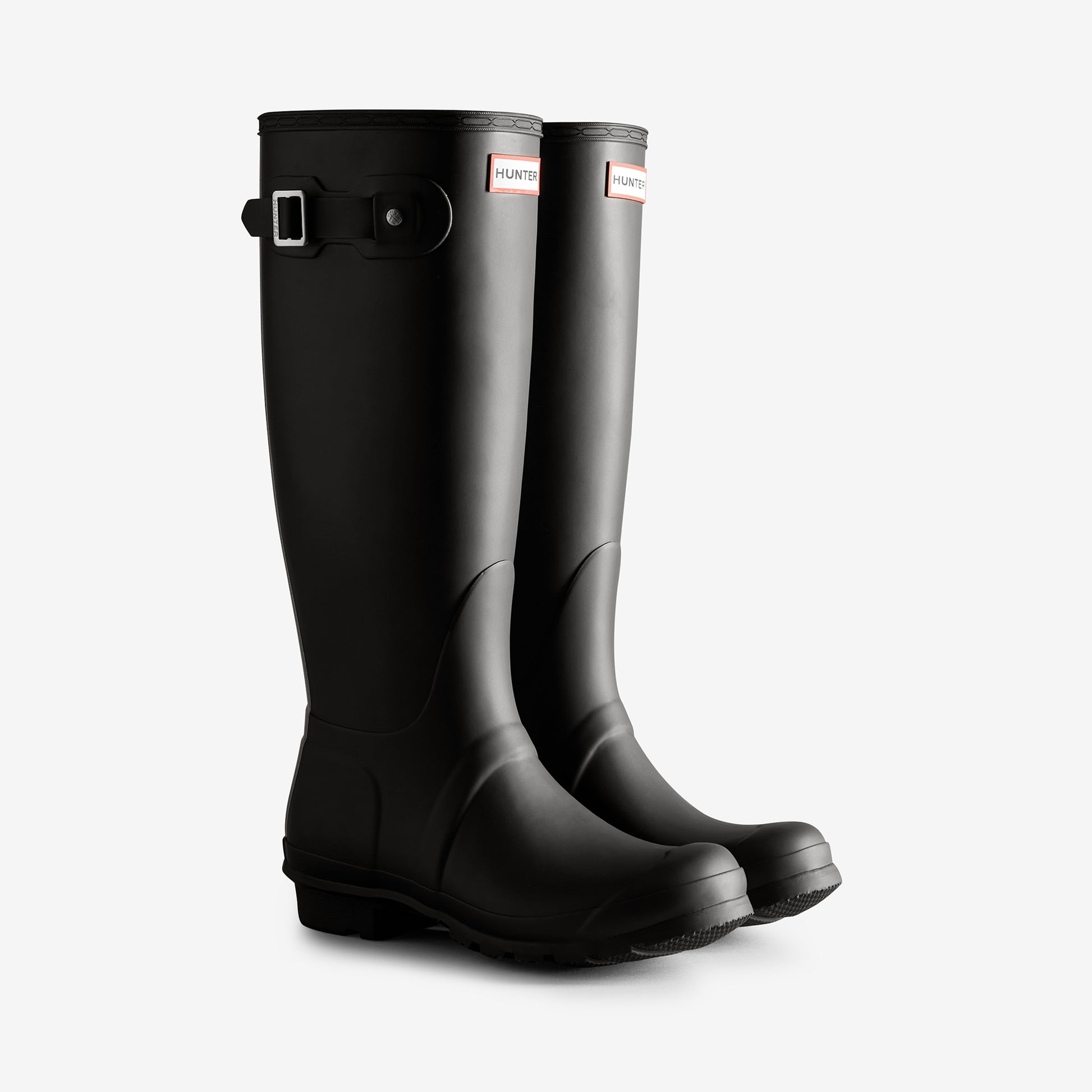 Hunter TRI-COLOUR TALL LOGO BACKSTRAP Womens Wellies Black