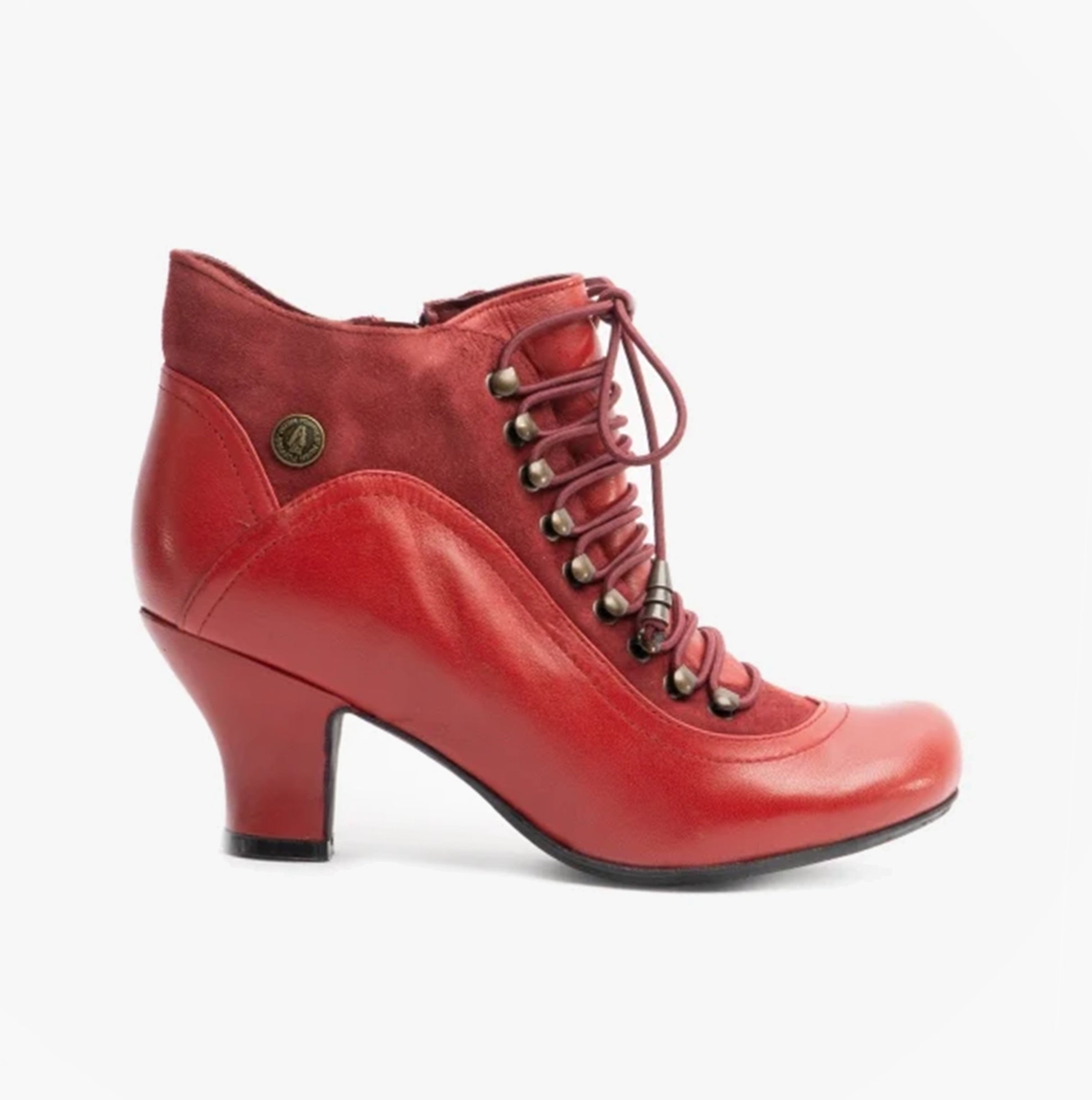 Hush Puppies VIVIANNA Womens Leather Suede Zip Boots Red