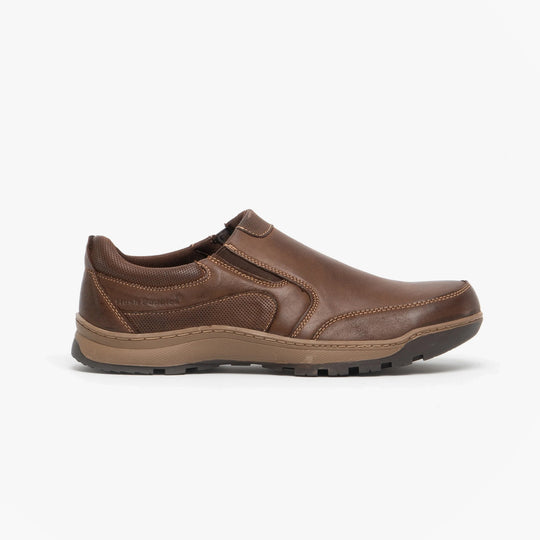 Hush Puppies JASPER Mens Leather Slip On Shoes Brown