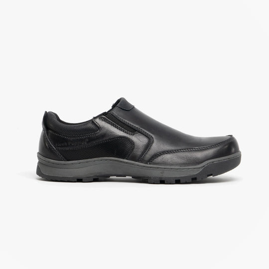 Hush Puppies JASPER Mens Leather Slip On Shoes Black
