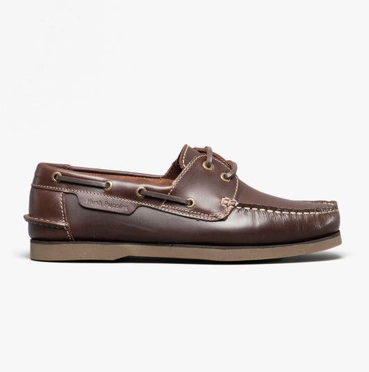 Hush Puppies HENRY Mens Leather Deck Shoes Brown