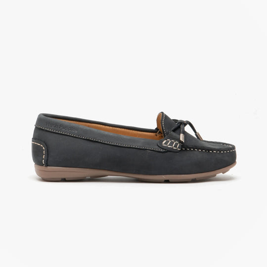Hush Puppies MAGGIE Womens Nubuck Loafers Navy