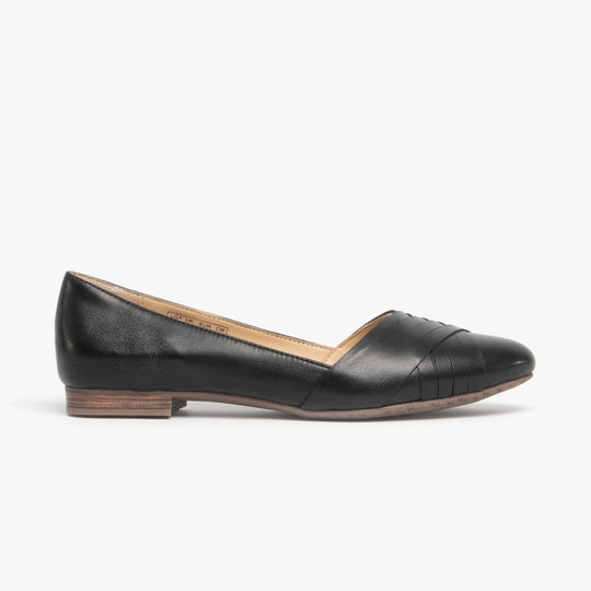 Hush Puppies MARLEY Womens Leather Ballerina Shoes Black