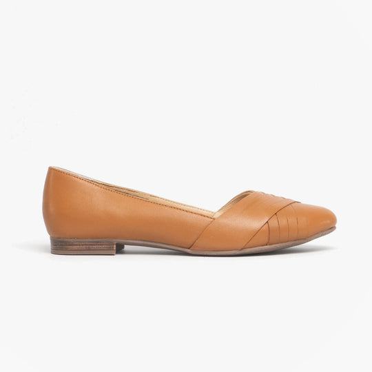 Hush Puppies MARLEY Womens Leather Ballerina Shoes Tan