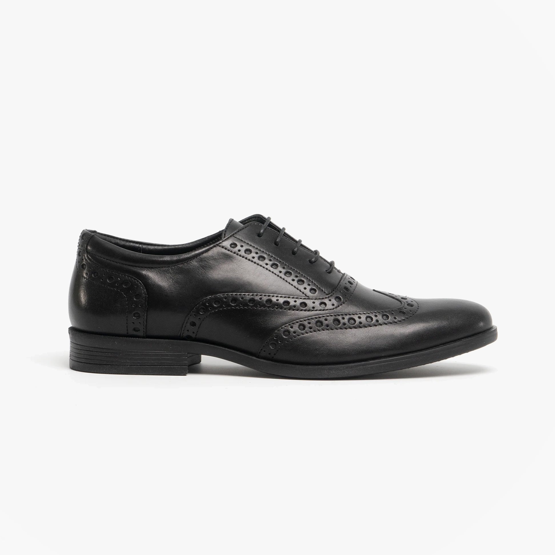 Hush Puppies OAKEN Mens Leather Brogue Shoes Black