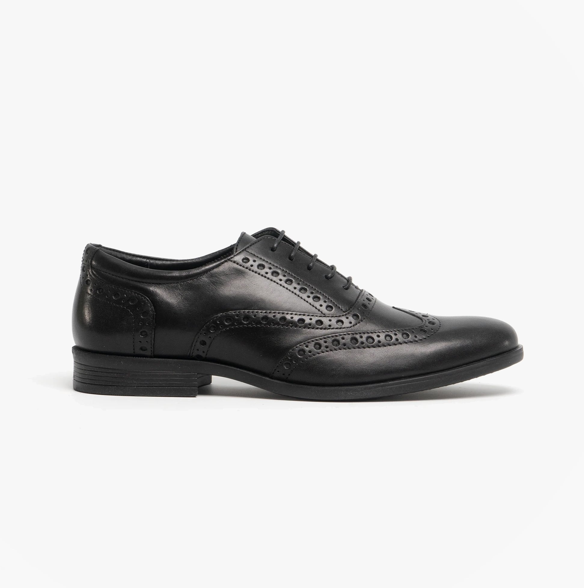 Hush Puppies OAKEN Mens Leather Brogue Shoes Black