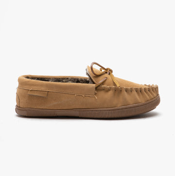 Hush Puppies ACE Mens Suede Moccasin Slippers Tan