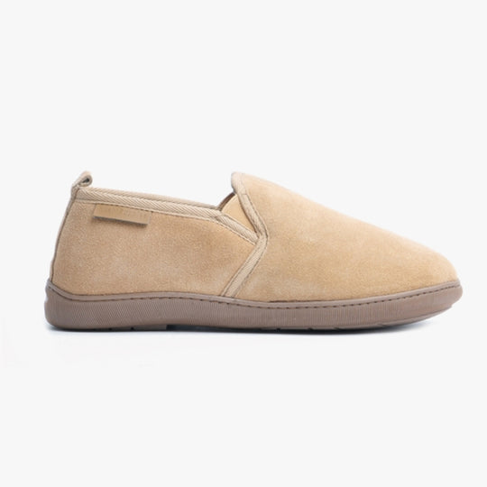 Hush Puppies ARNOLD Mens Suede Full Slippers Tan