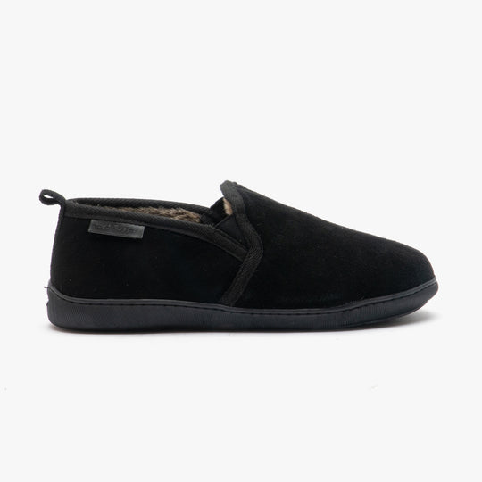 Hush Puppies ARNOLD Mens Suede Full Slippers Black