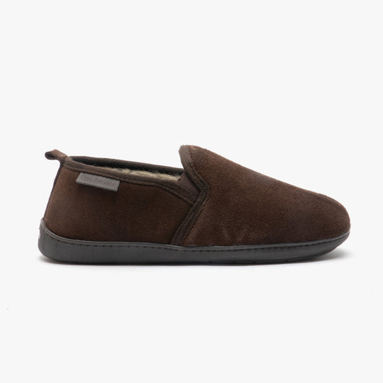 Hush Puppies ARNOLD Mens Suede Full Slippers Brown
