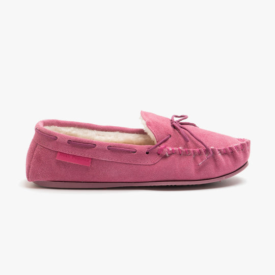 Hush Puppies ALLIE Womens Suede Moccasin Slippers Rose