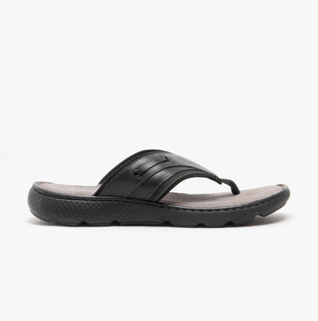 Hush Puppies CONNOR Mens Leather Toe Post Sandals Black