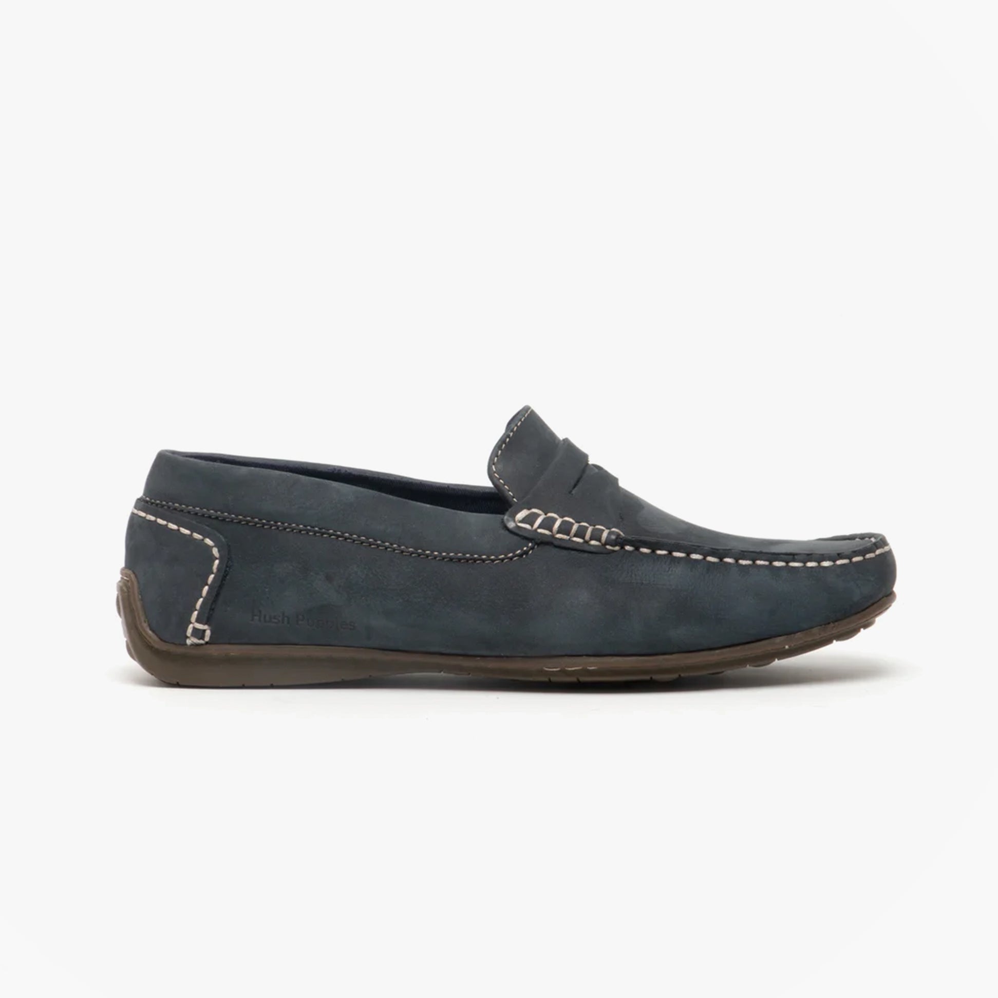Hush Puppies ROSCOE Mens Nubuck Loafers Navy