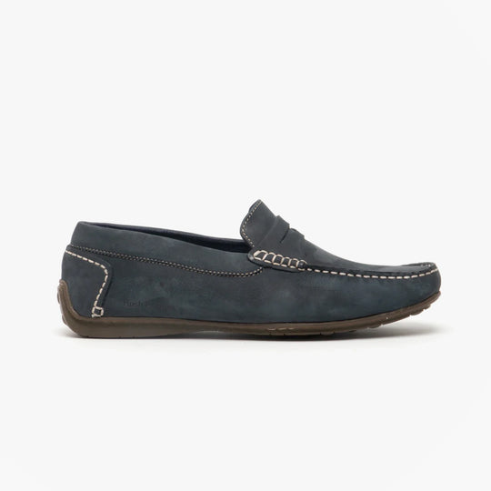 Hush Puppies ROSCOE Mens Nubuck Loafers Navy