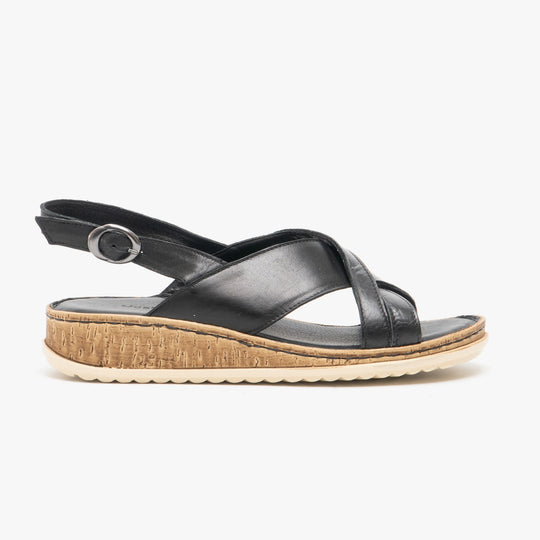 Hush Puppies ELENA Womens Leather Sandals Black
