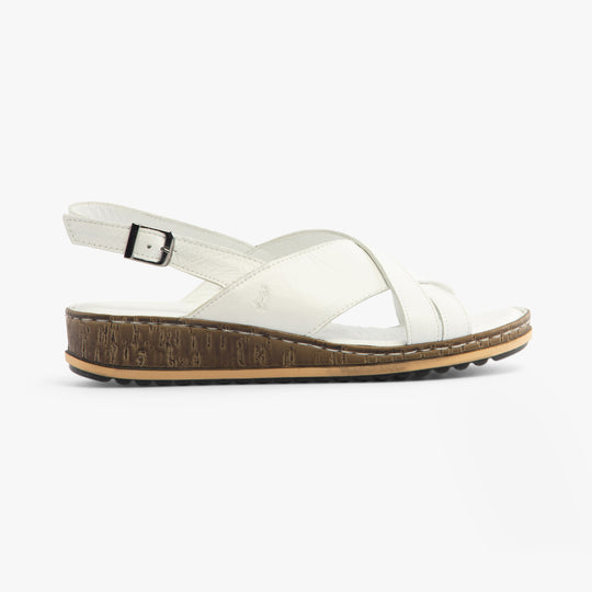 Hush Puppies ELENA Crossover Womens Wedge Sandals White