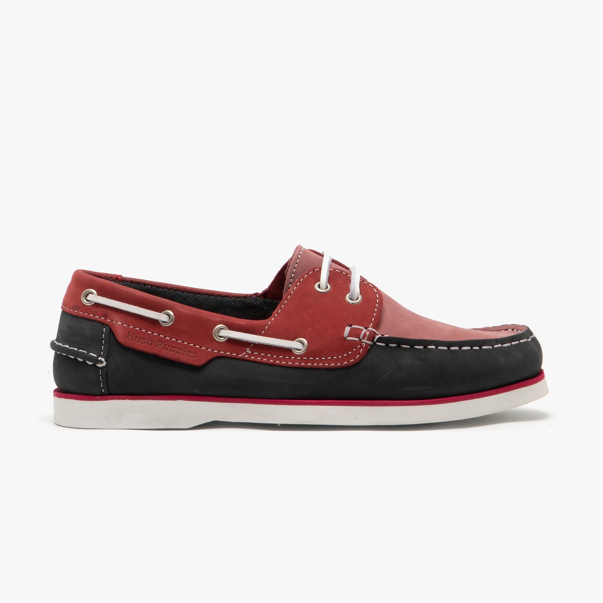 Hush Puppies HATTIE Womens Nubuck Deck Shoes Pink/Red/Navy
