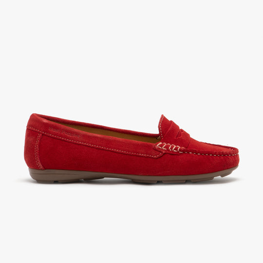 Hush Puppies MARGOT Womens Suede Loafers Red