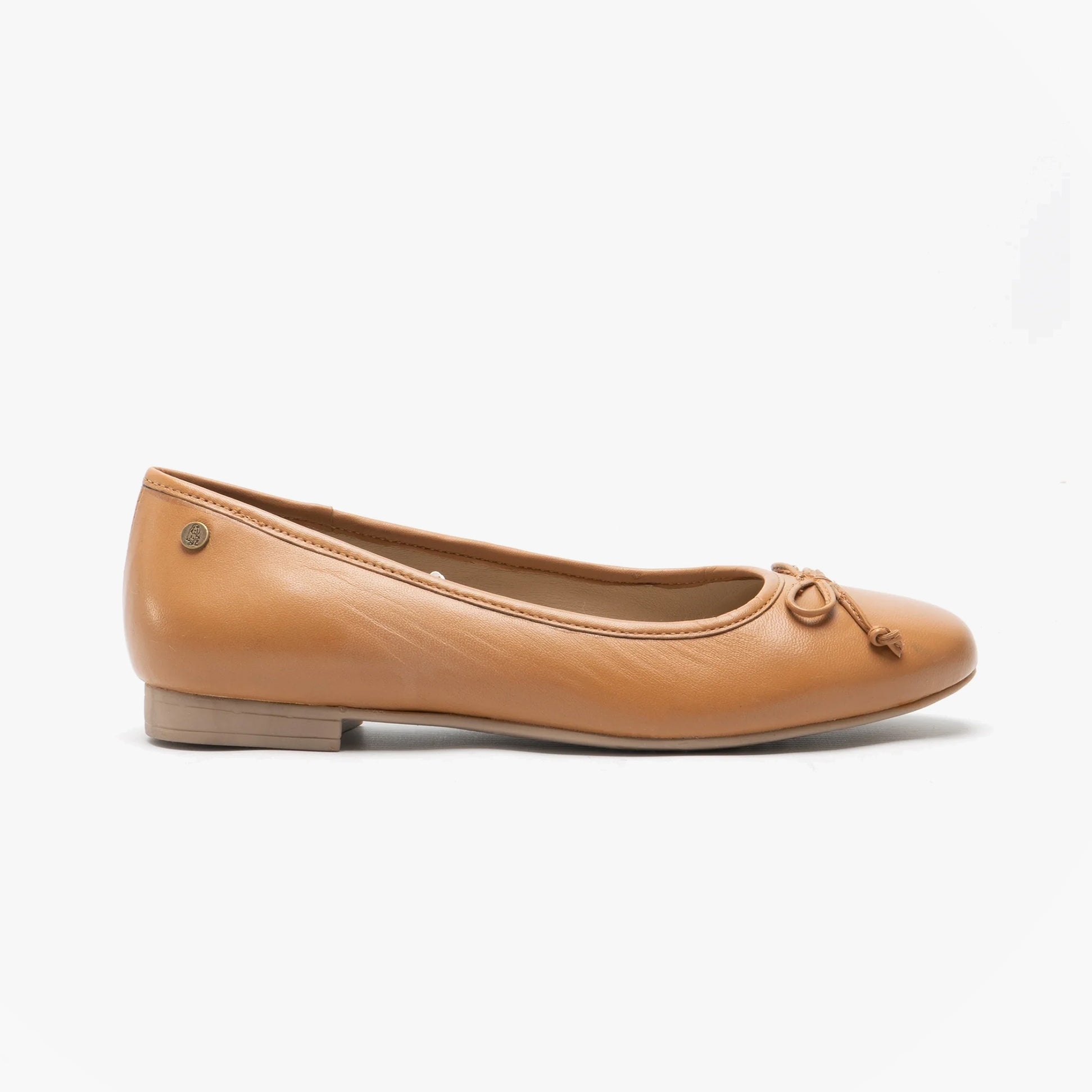 Hush Puppies NAOMI Womens Leather Ballerina Pumps Tan