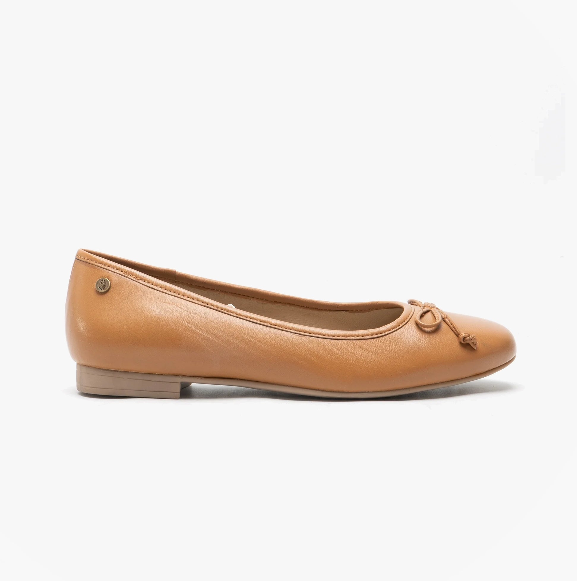Hush Puppies NAOMI Womens Leather Ballerina Pumps Tan