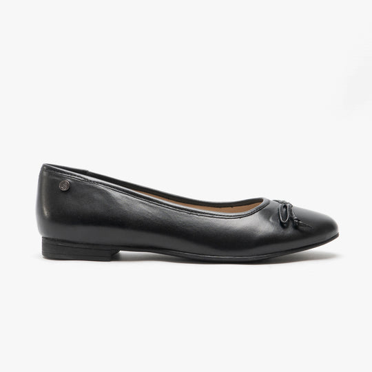 Hush Puppies NAOMI Womens Leather Ballerina Pumps Black
