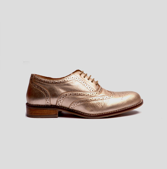 Hush Puppies NATALIE Womens Leather Brogue Shoes Gold