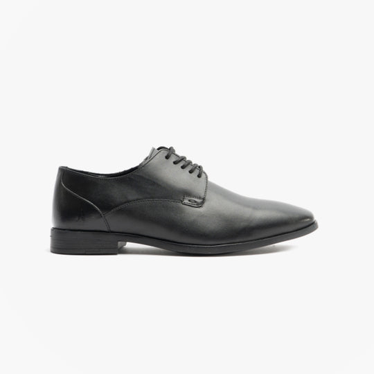 Hush Puppies EZRA Boys Leather Plain Toe Shoes Black