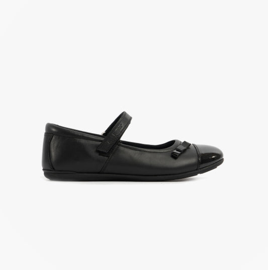 Hush Puppies DANIELLE SENIOR Girls Leather School Shoes Black