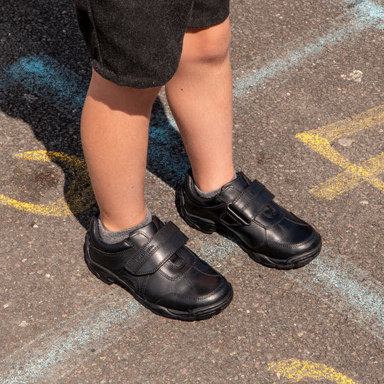 Hush Puppies ARLO Boys Leather School Shoes Black
