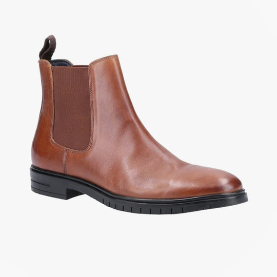Hush Puppies SAWYER Mens Leather Chelsea Boots Brown