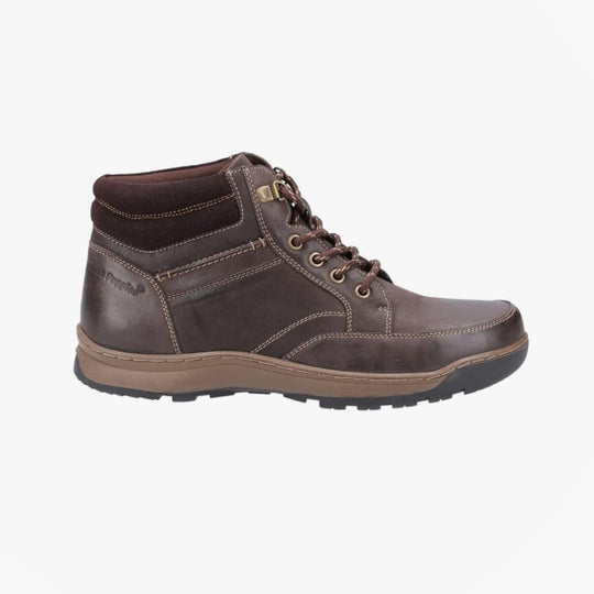Hush Puppies GROVER Mens Waxy Nubuck Ankle Boots Brown