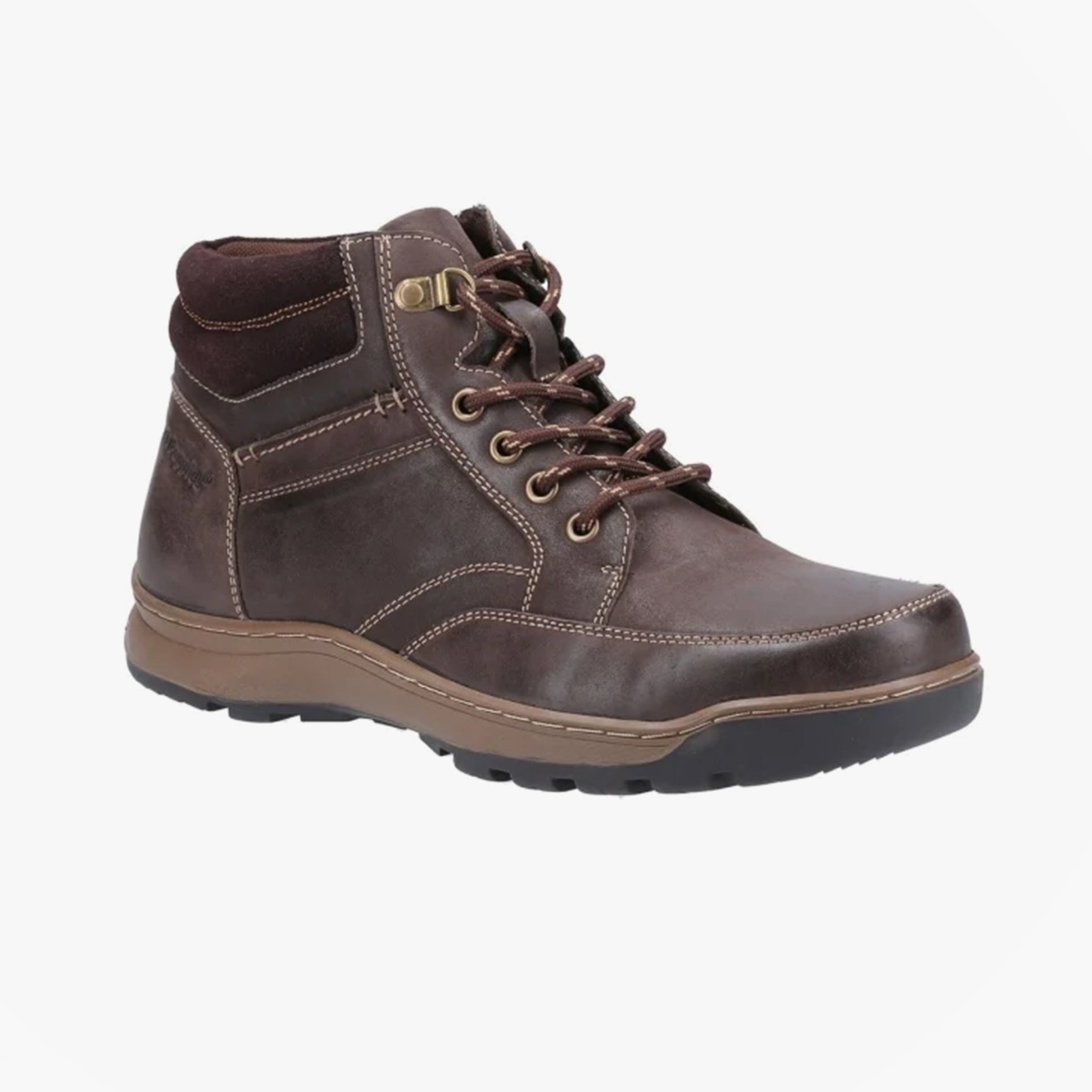 Hush Puppies GROVER Mens Waxy Nubuck Ankle Boots Brown