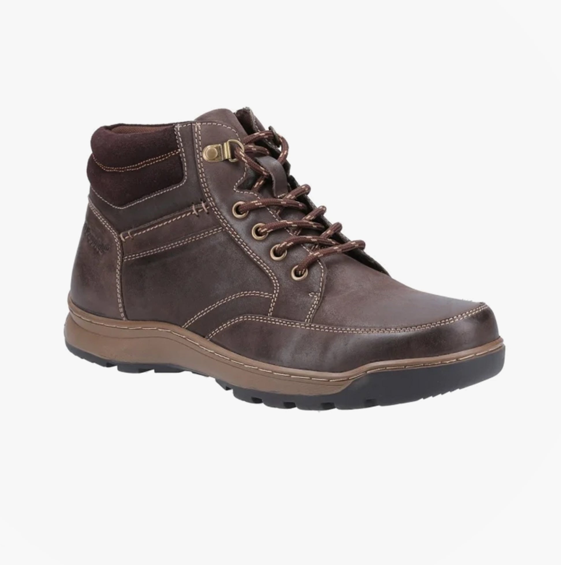 Hush Puppies GROVER Mens Waxy Nubuck Ankle Boots Brown