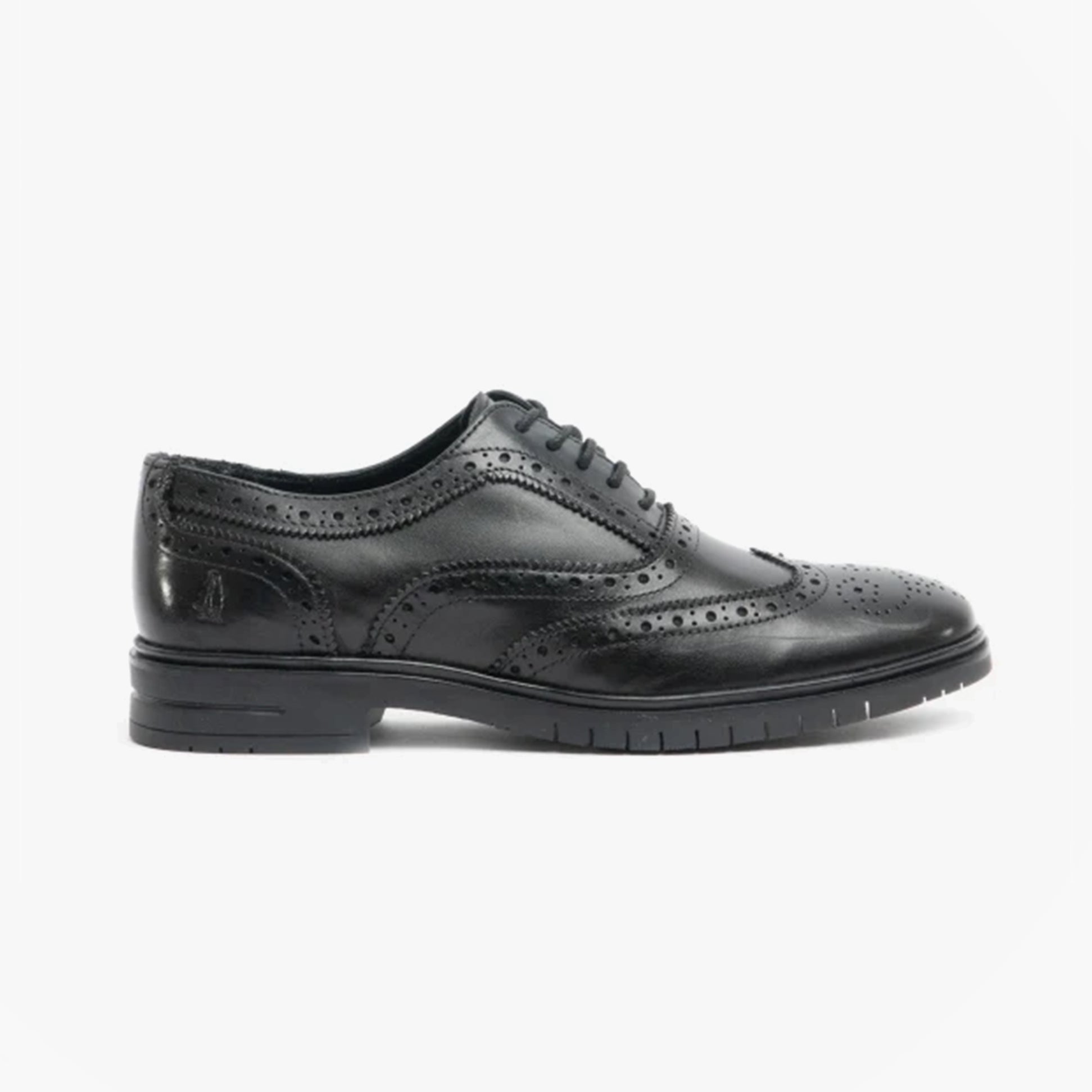 Hush Puppies SANTIAGO Mens Leather Oxford Brogue Shoes Black