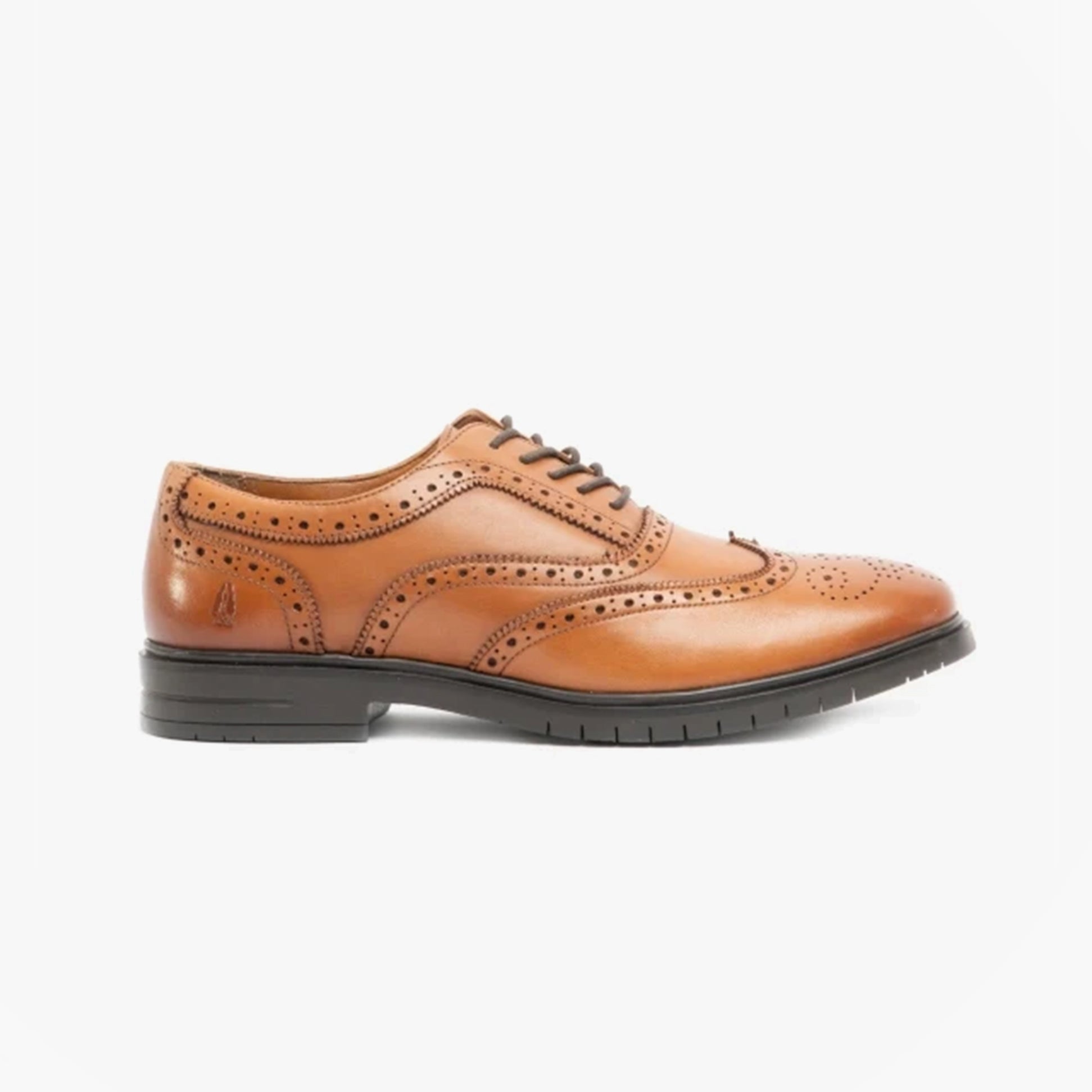 Hush Puppies SANTIAGO Mens Leather Oxford Brogue Shoes Brown