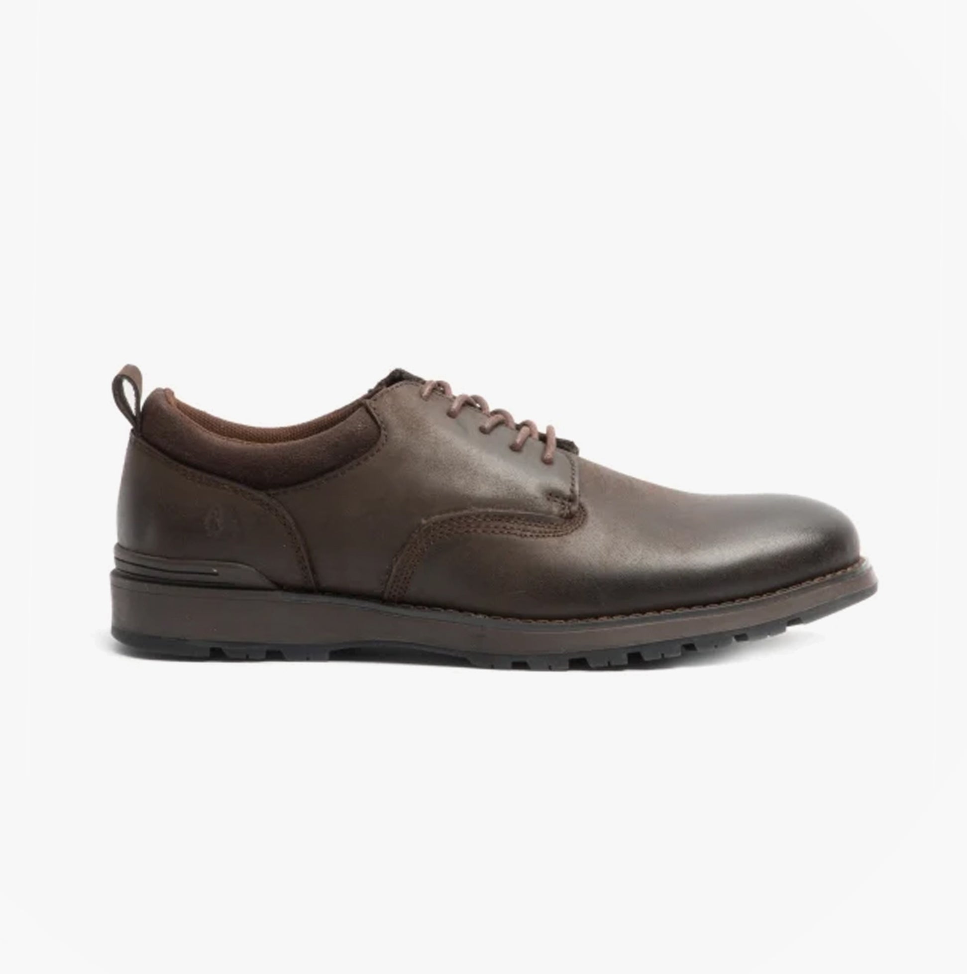 Hush Puppies DYLAN Mens Leather Derby Shoes Dark Brown