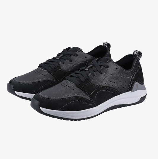 Hush Puppies FELIX PERF Mens Leather Trainers Black
