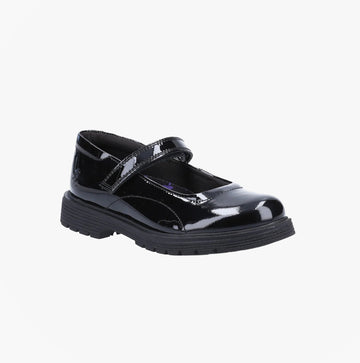 Hush Puppies TALLY Girls School Shoes Black Patent