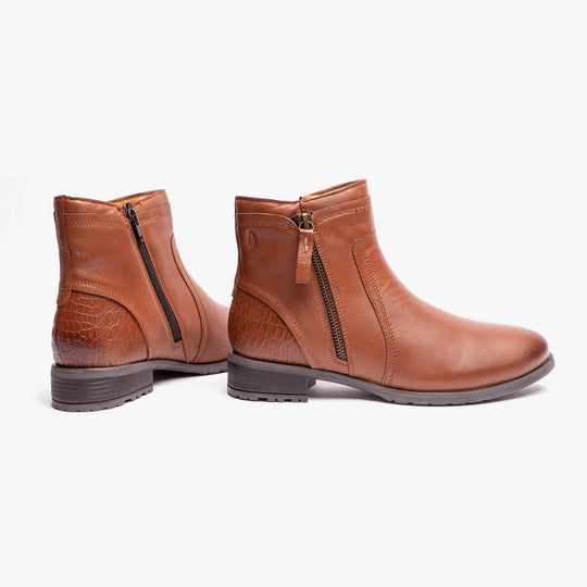 Hush Puppies SCARLETT Womens Leather Ankle Boots Tan
