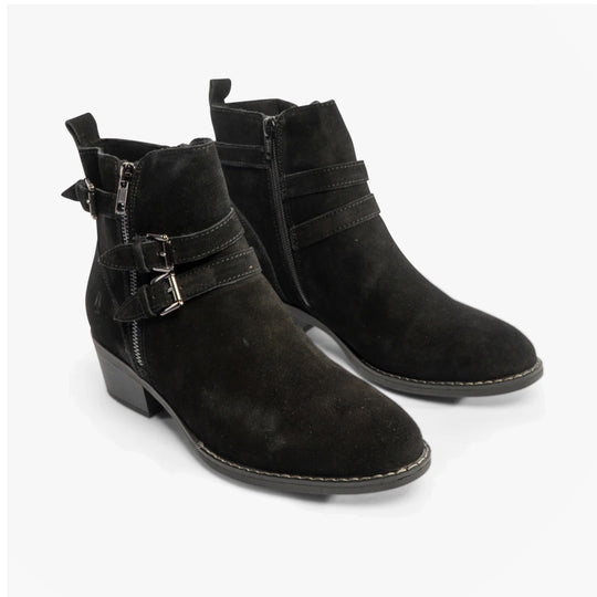 Hush Puppies JENNA Womens Leather Ankle Boots Black