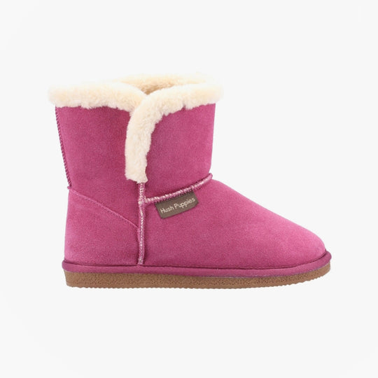 Hush Puppies ASHLEIGH Womens Suede Boot Slippers Rose