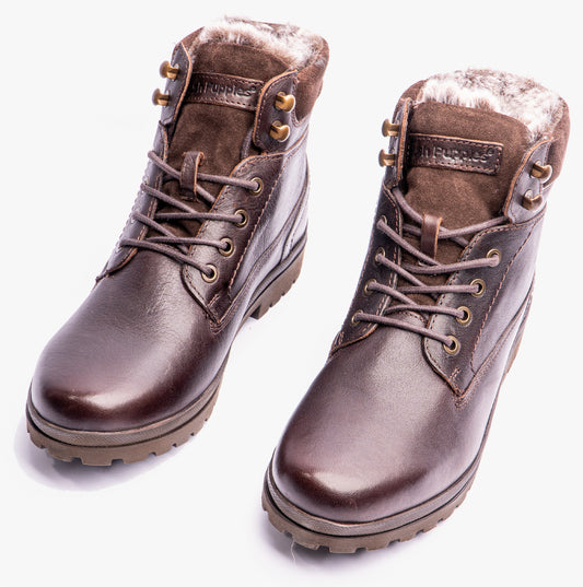 Hush Puppies ANNAY Womens Leather Ankle Boots Brown
