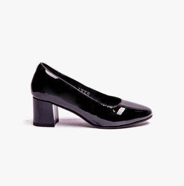 Hush Puppies ANNA Womens Leather Court Shoes Patent Black